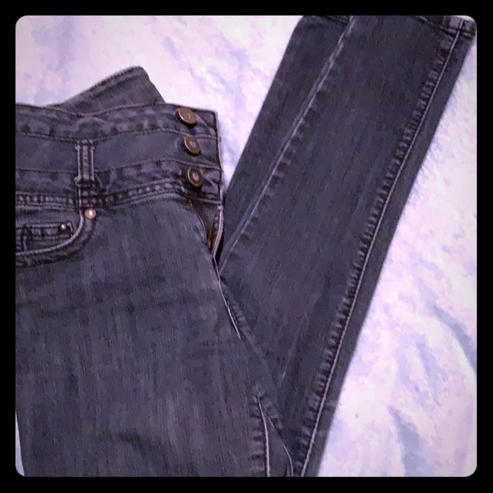 High waisted fly button skinny